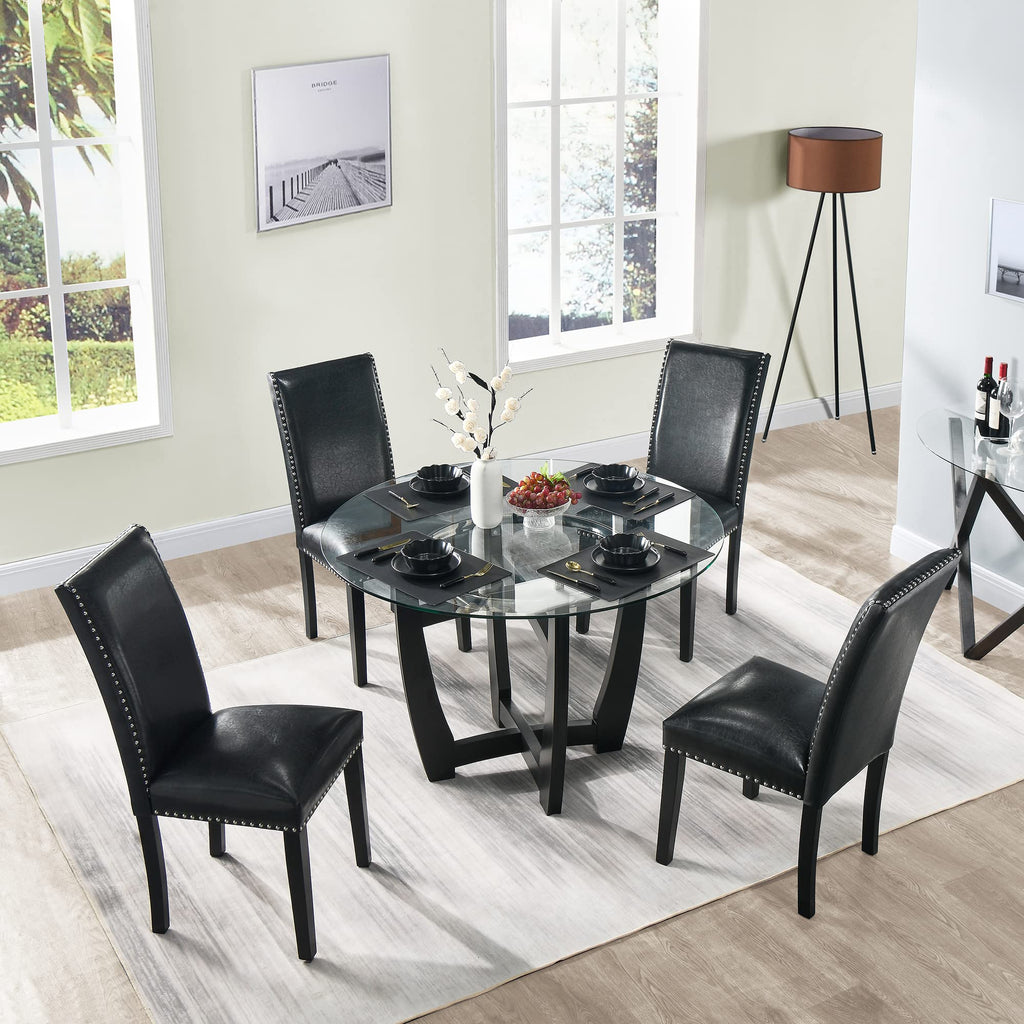 Black PU Dining Chairs Set of 2 D108