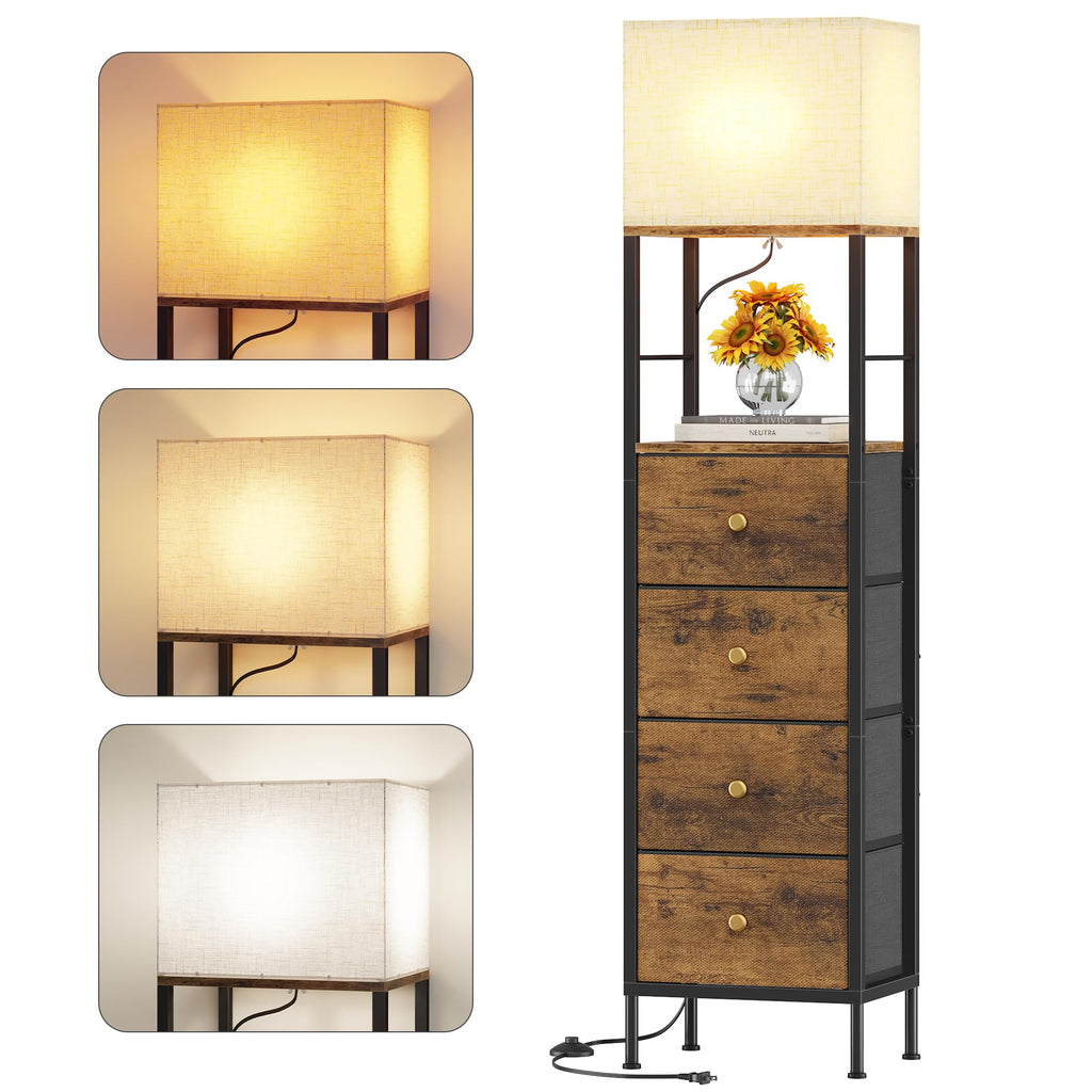 Tall Nightstand with Light & 4 Drawers C3932
