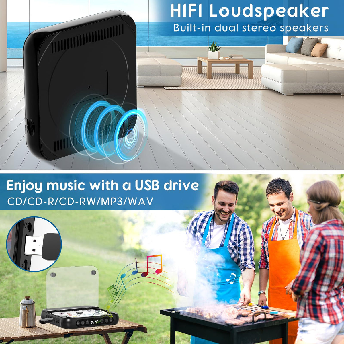 Black Portable Bluetooth CD Player G80244