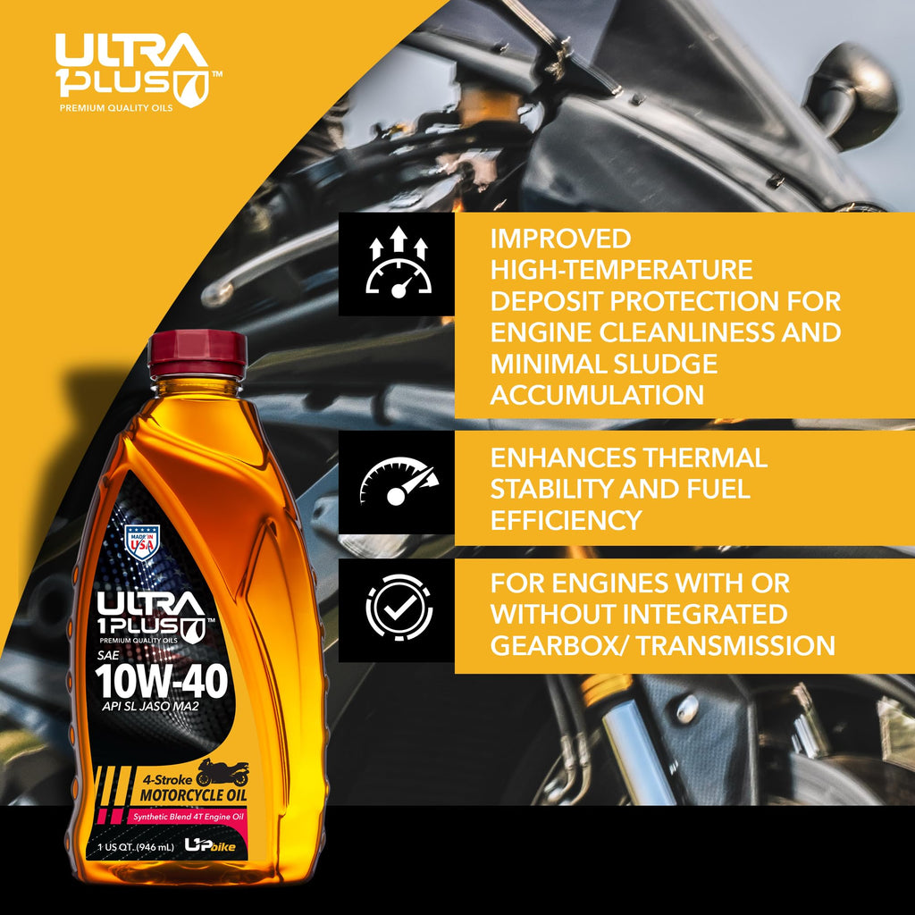 10W-40 Synthetic Blend Motorcycle Motor Oil 12 Quarts A176