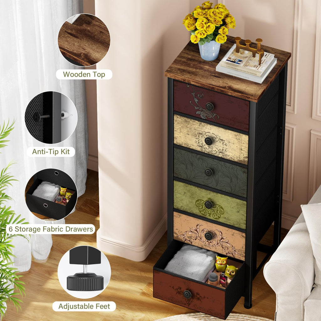 Tall 6 Drawer Fabric Dresser E94177