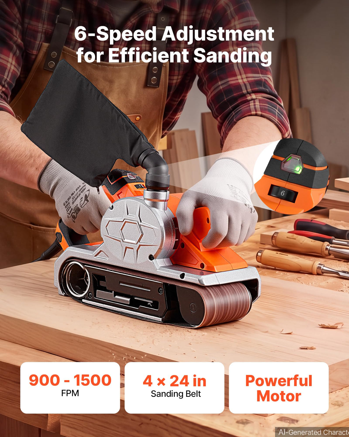 11.5A 4" x 24" Variable Speed Belt Sander J824