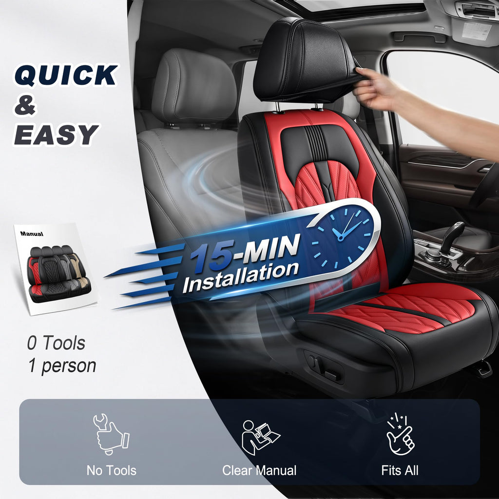 Leather Full Set 5 Seats Seat Covers J2697