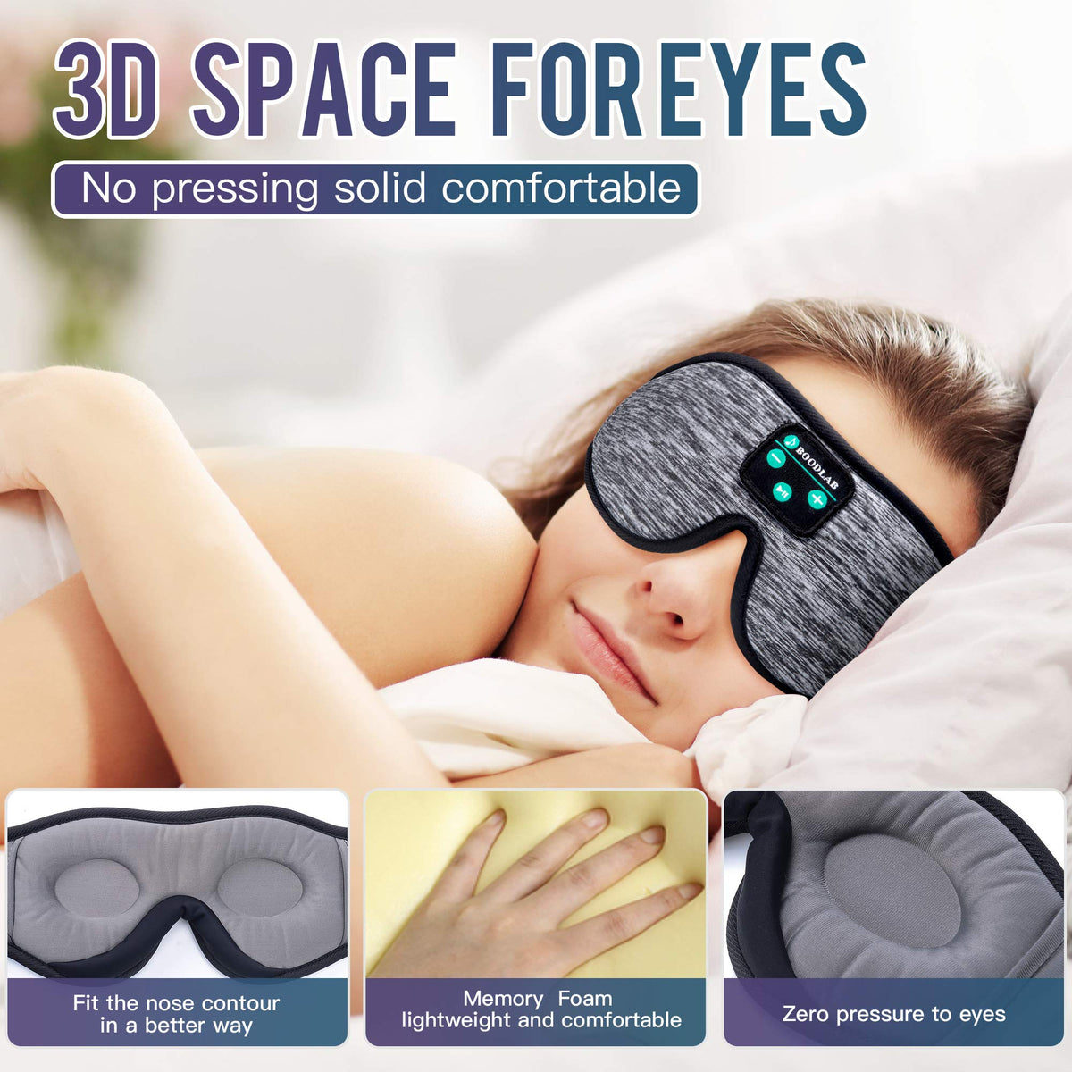 3D Sleep Mask with Bluetooth Headphones E512