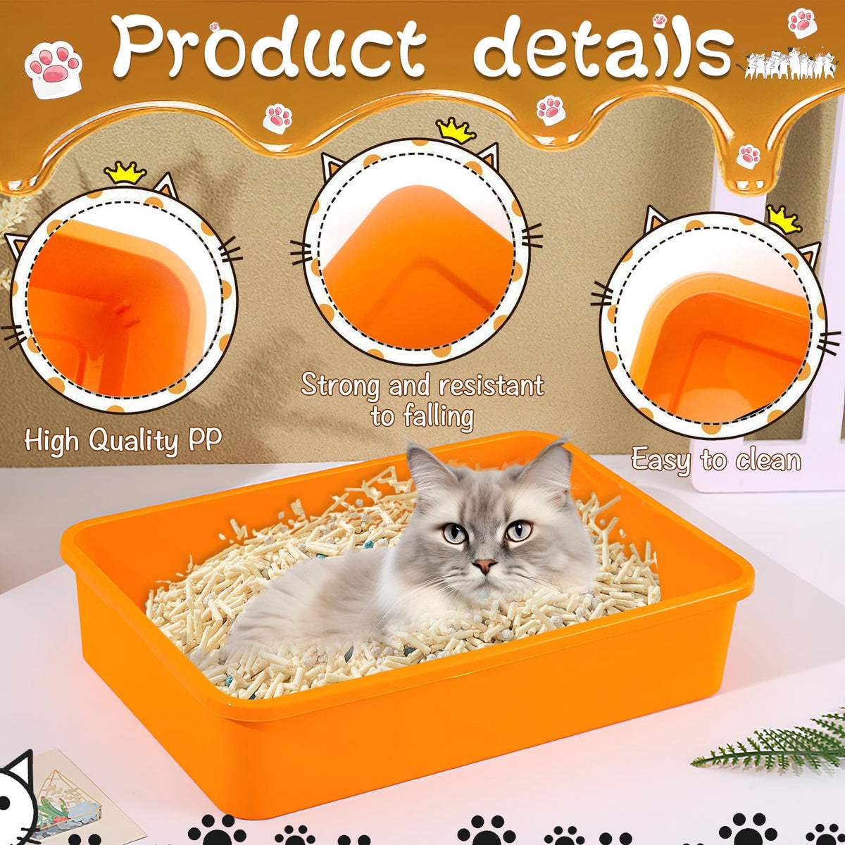 6 Pcs Plastic Kitten Litter Box Set with Scooper P589