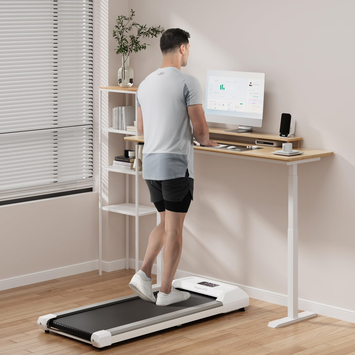 2.25HP Under Desk Treadmill with LED Display and Remote Control A2945