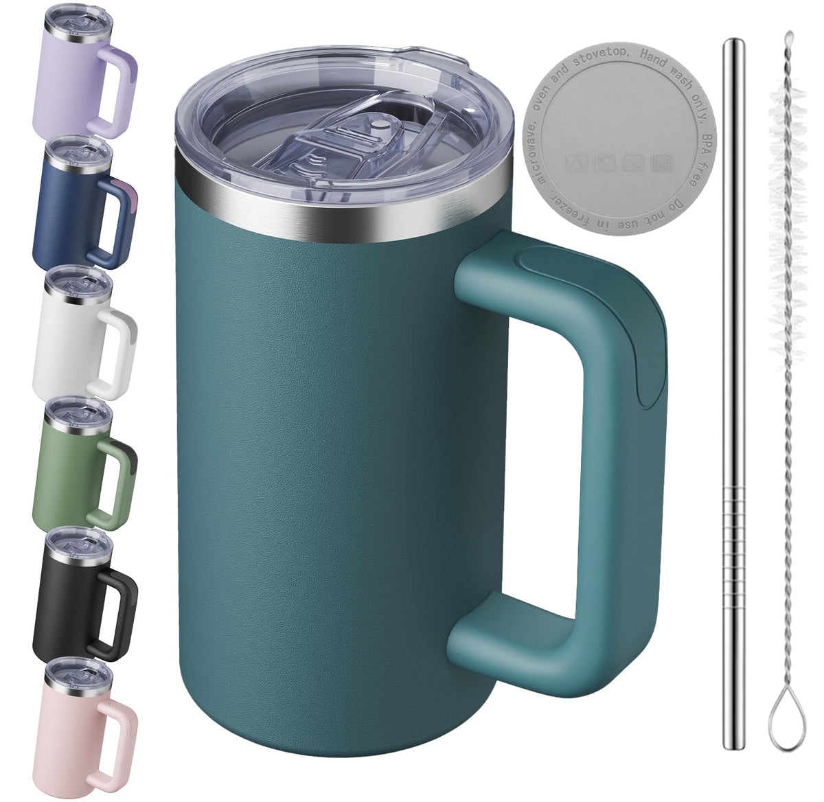 20oz Insulated Coffee Mug With Handle Ocean Blue M372