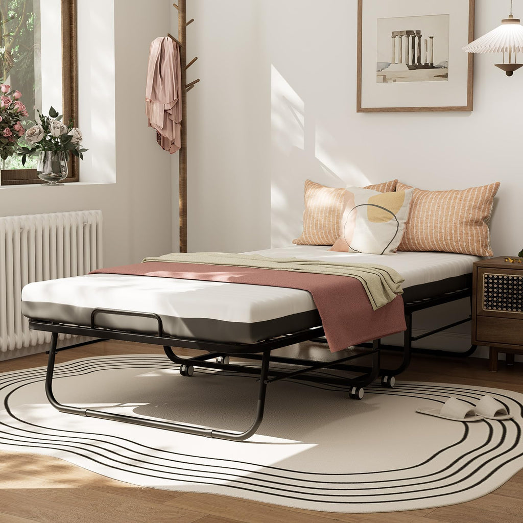 Folding Bed with Mattress 75''x31'' 5 Inch Memory Foam Metal Frame F577