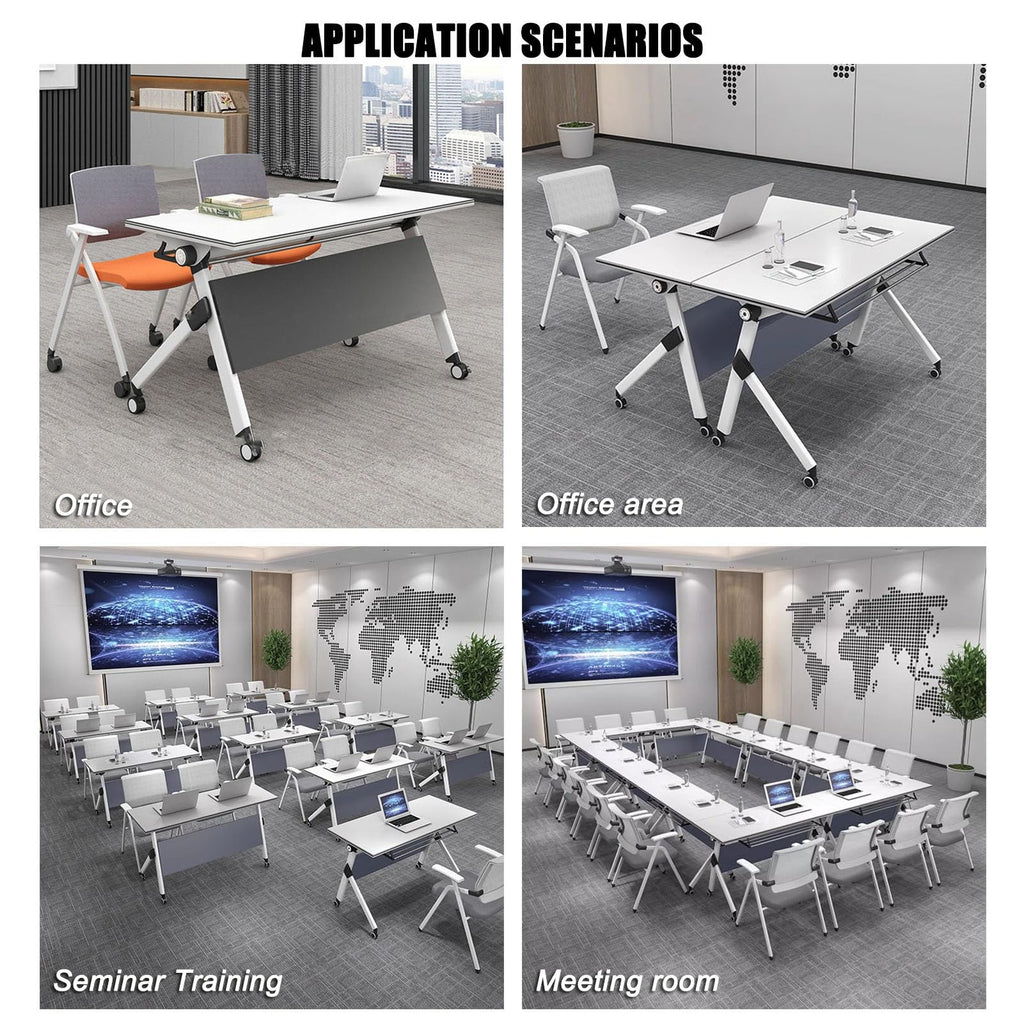 Portable Folding Conference Table with Storage and Wheels Z510133