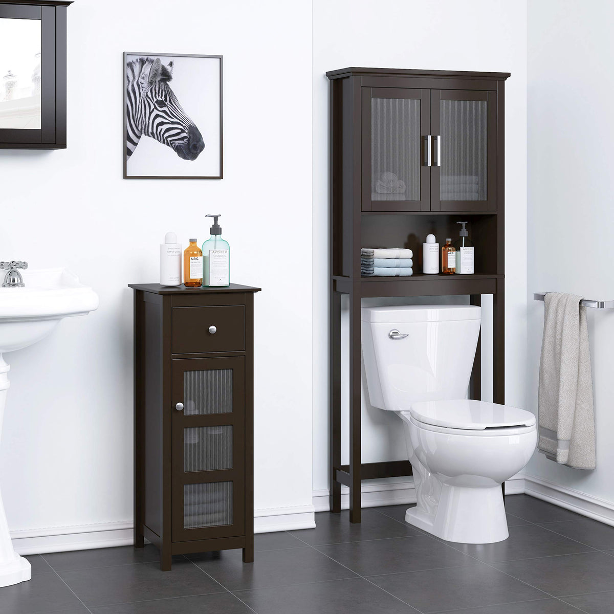 Over the Toilet Storage Cabinet with Glass Doors T807324