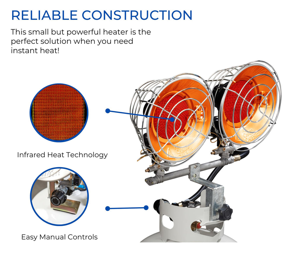 Infra-Red Double Burner 30,000 BTU Tank Top Outdoor Heater U7460