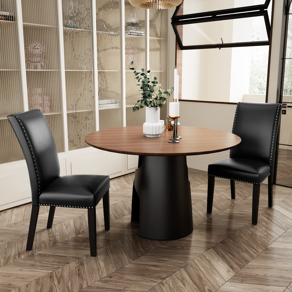 Black PU Dining Chairs Set of 2 D108