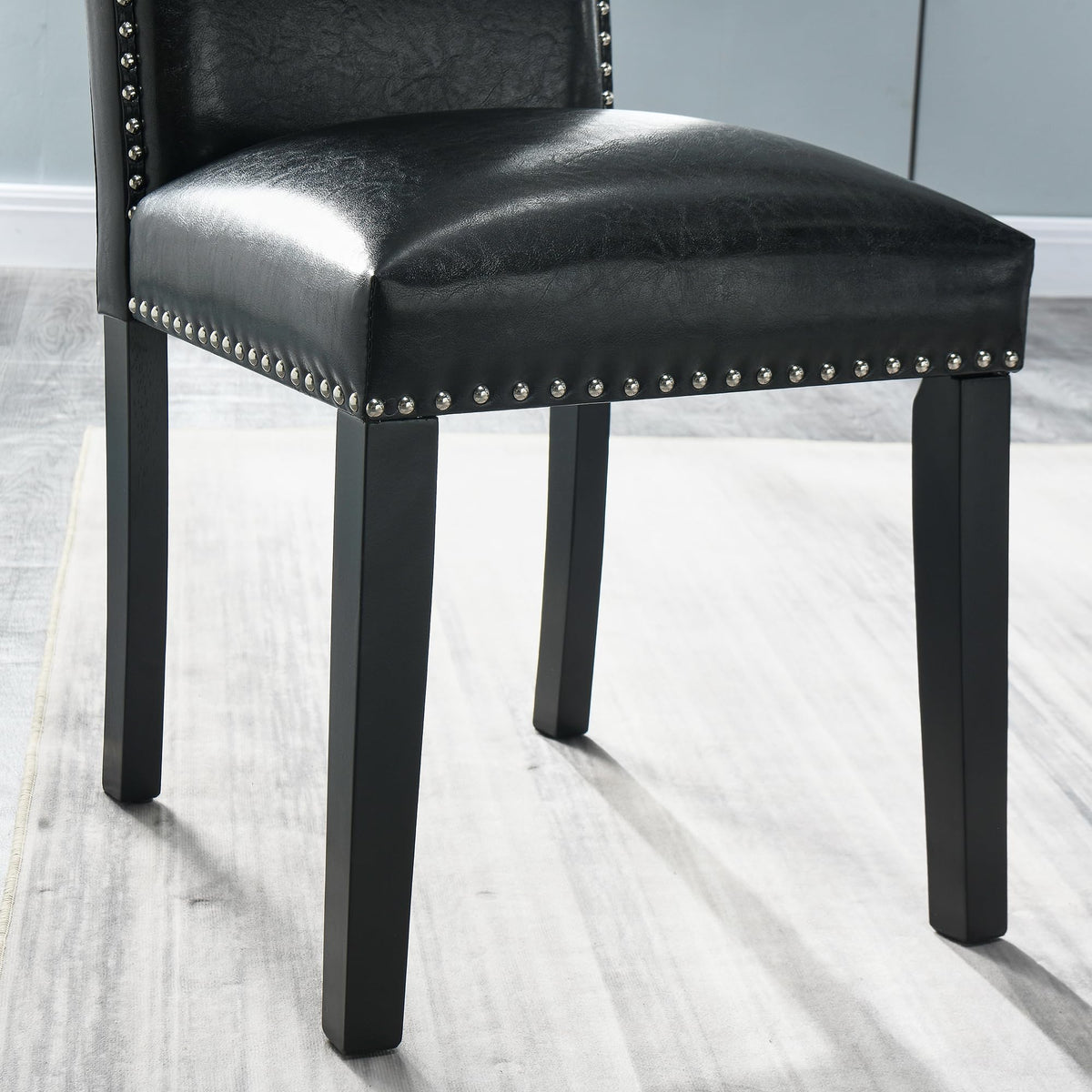 Black PU Dining Chairs Set of 2 D108