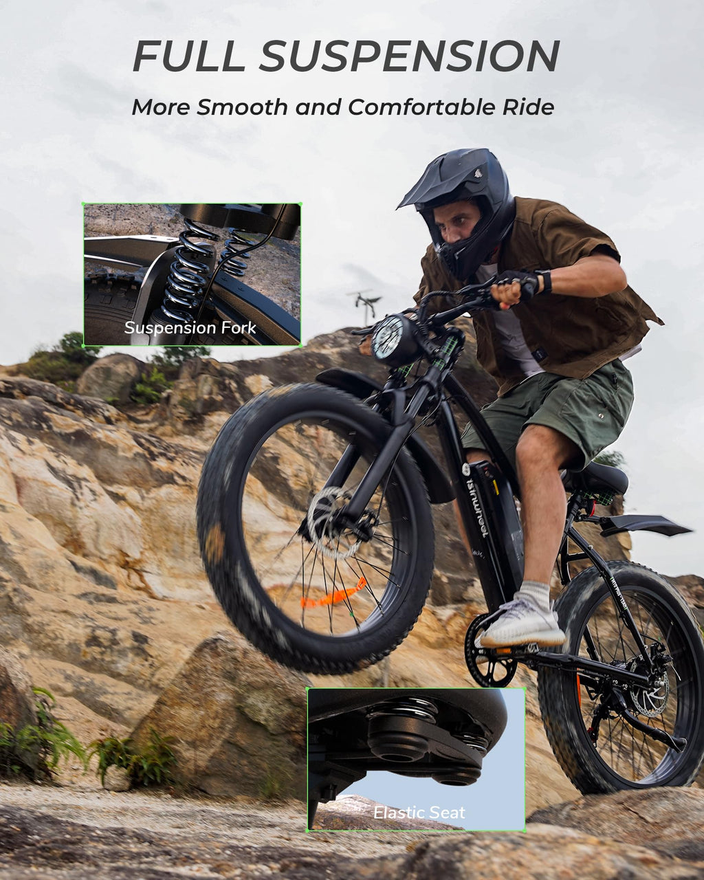 1000W Peak Motor 70 Miles Fat Tire Electric Bike V936
