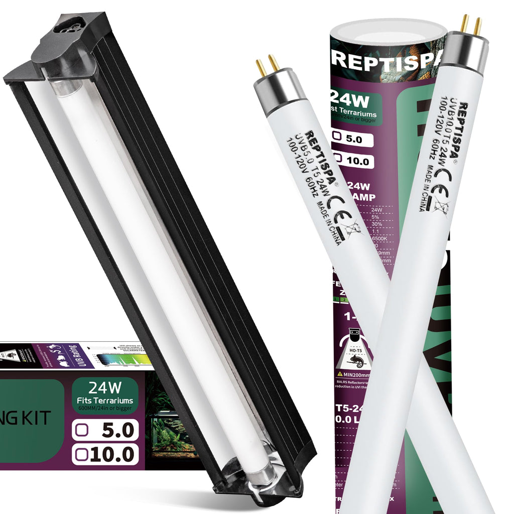 24W T5 HO UVB Reptile Light Fixture with Fluorescent Bulbs B4016