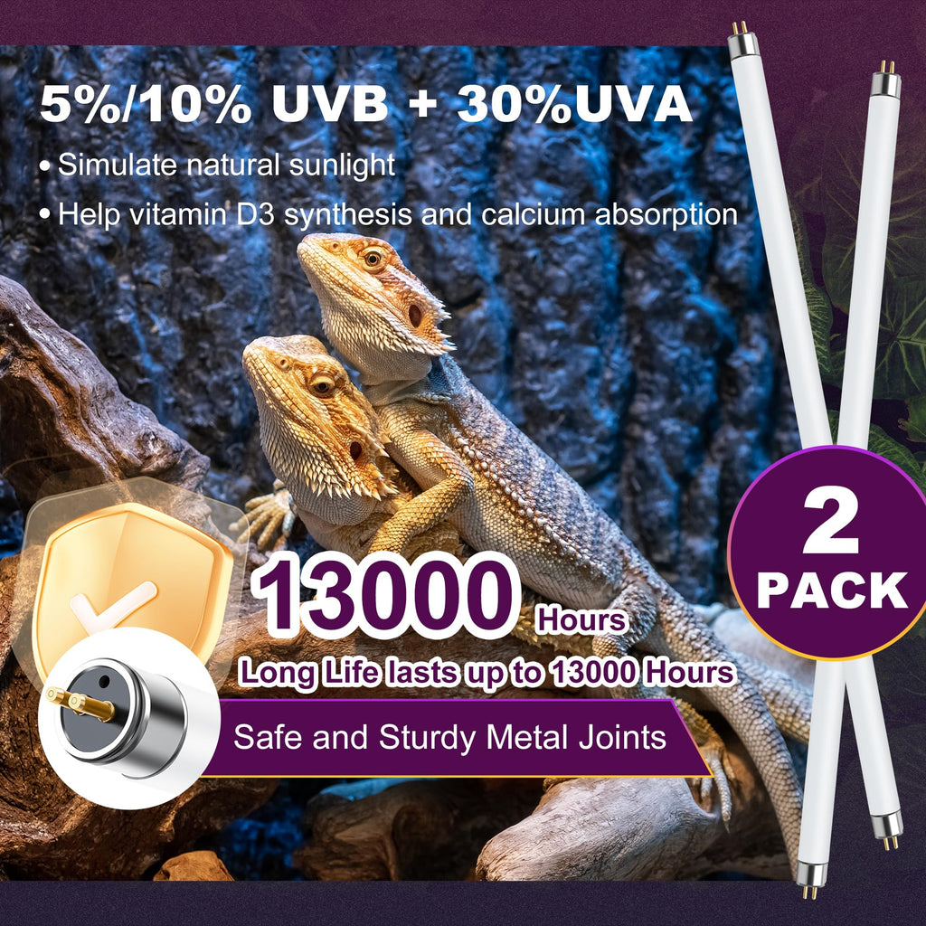 24W T5 HO UVB Reptile Light Fixture with Fluorescent Bulbs B4016