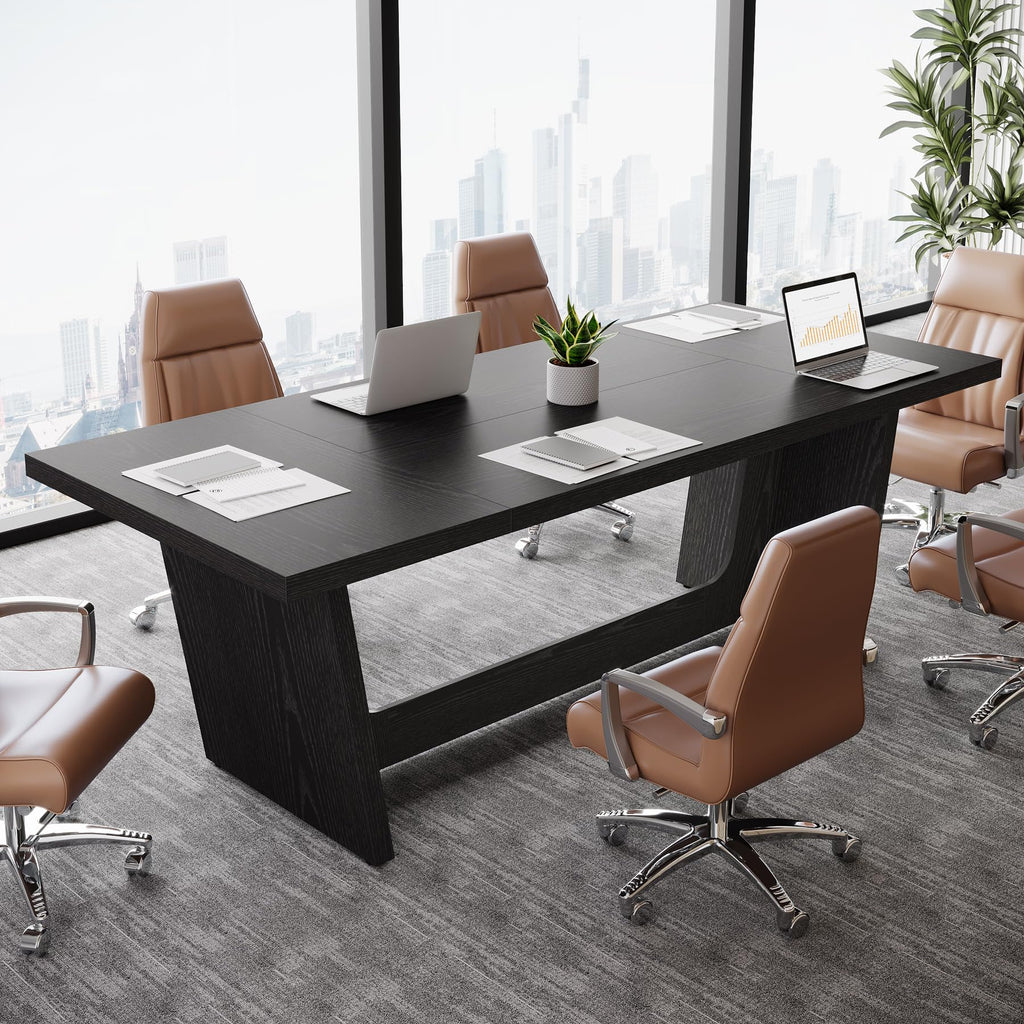 6 FT Rectangular Conference Table with Pedestal Base A337905