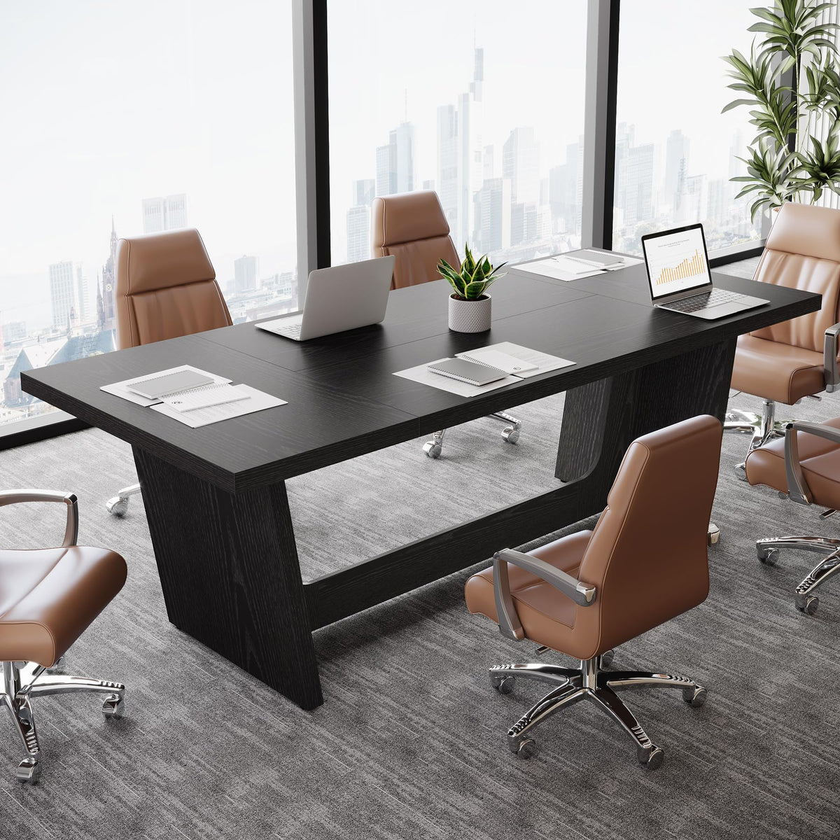 6 FT Rectangular Conference Table with Pedestal Base A337905