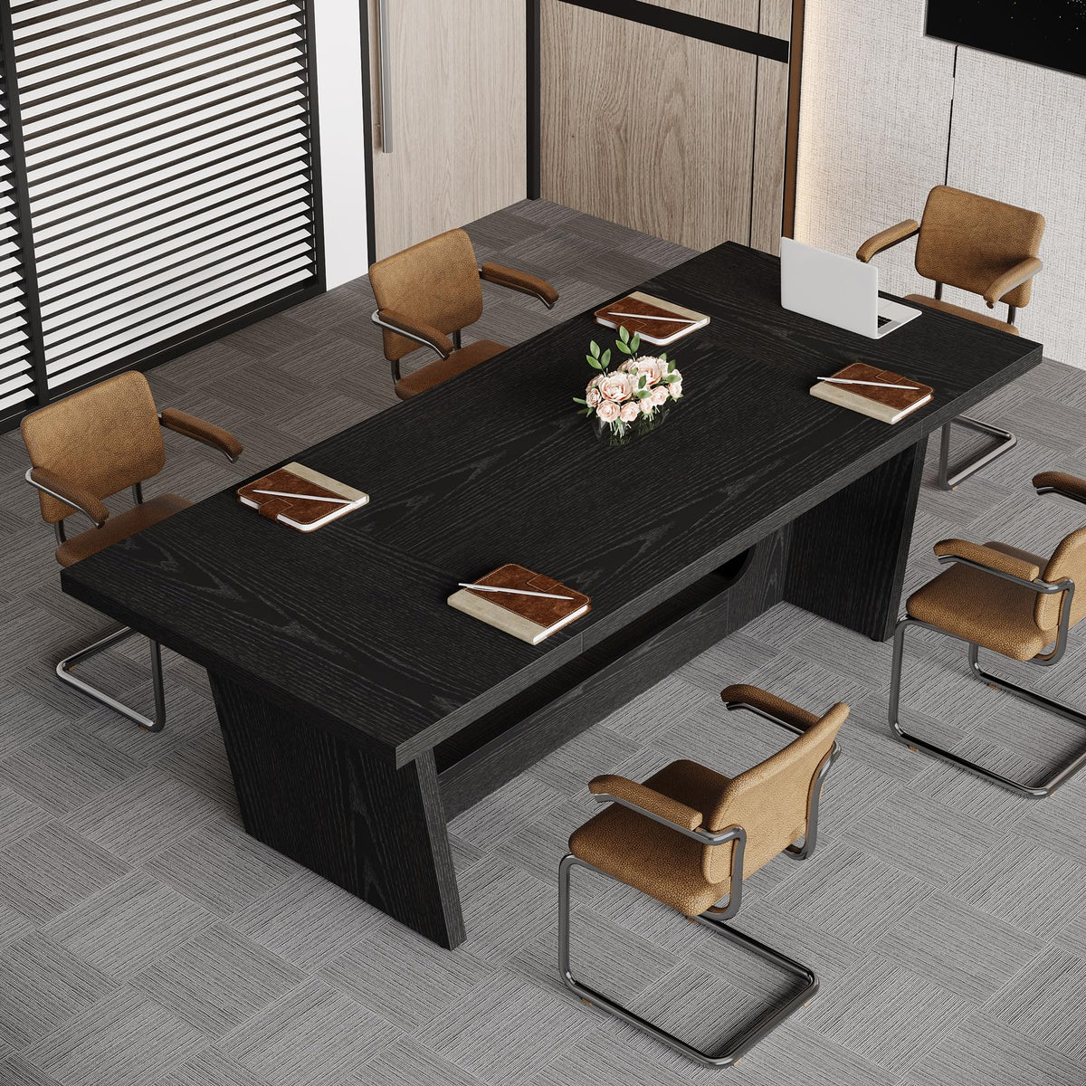 6 FT Rectangular Conference Table with Pedestal Base A337905