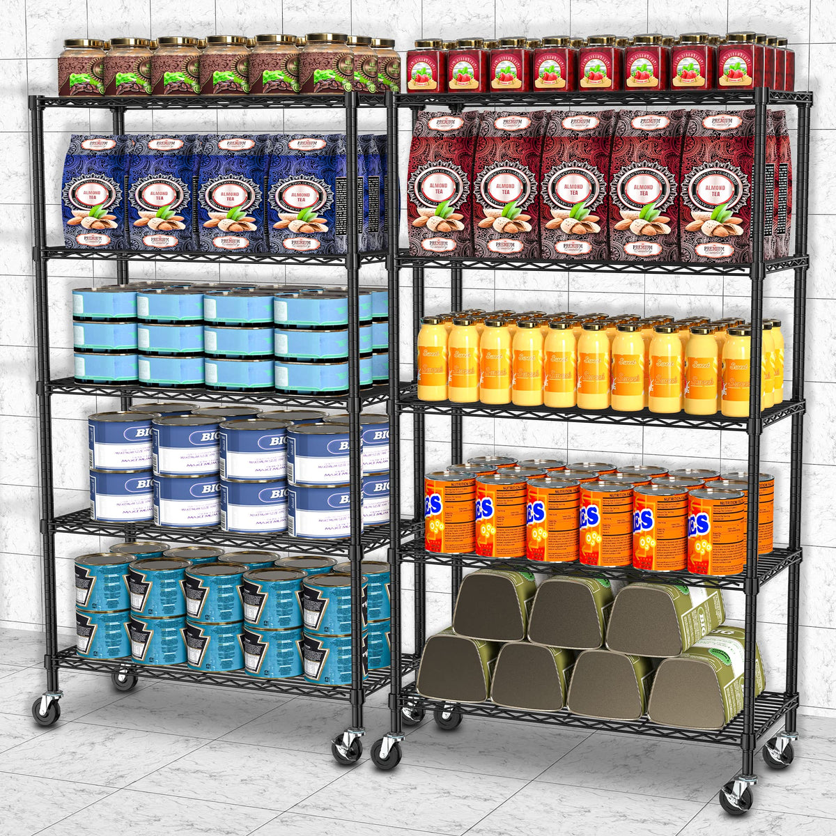 5-Tier Rolling Metal Wire Shelving Unit L432