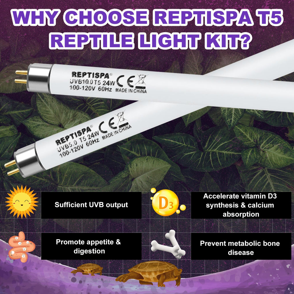 24W T5 HO UVB Reptile Light Fixture with Fluorescent Bulbs B4016