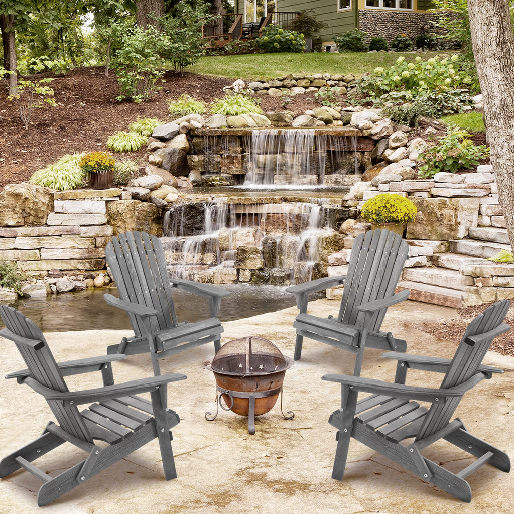 Solid Cedar Wood Adirondack Chairs Set of 2 J64714