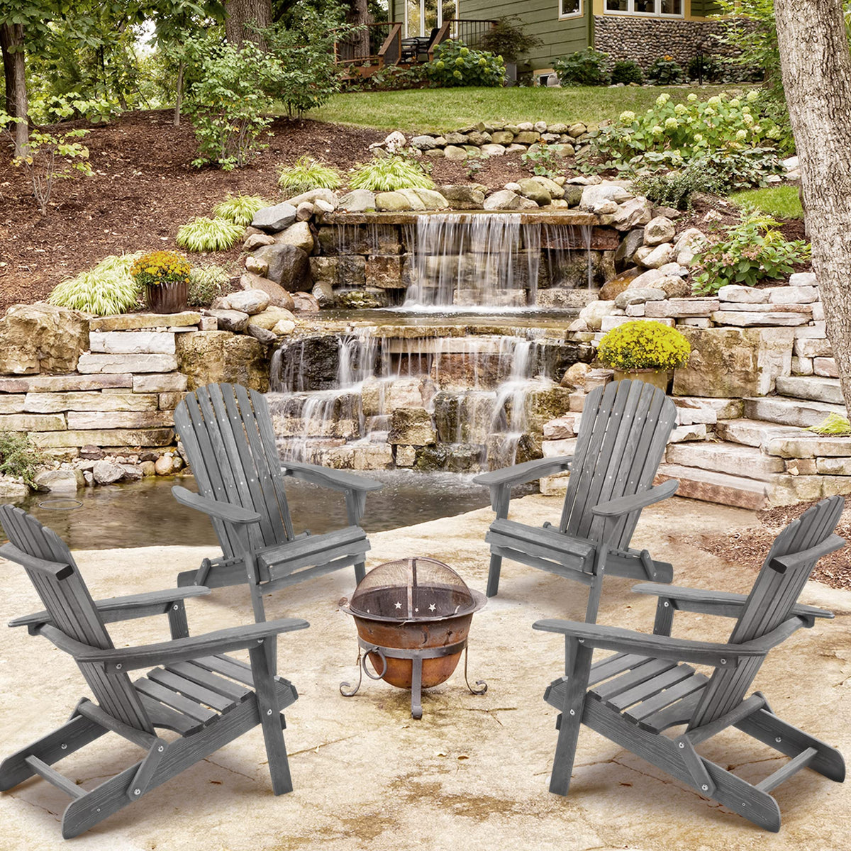 Solid Cedar Wood Adirondack Chairs Set of 2 J64714