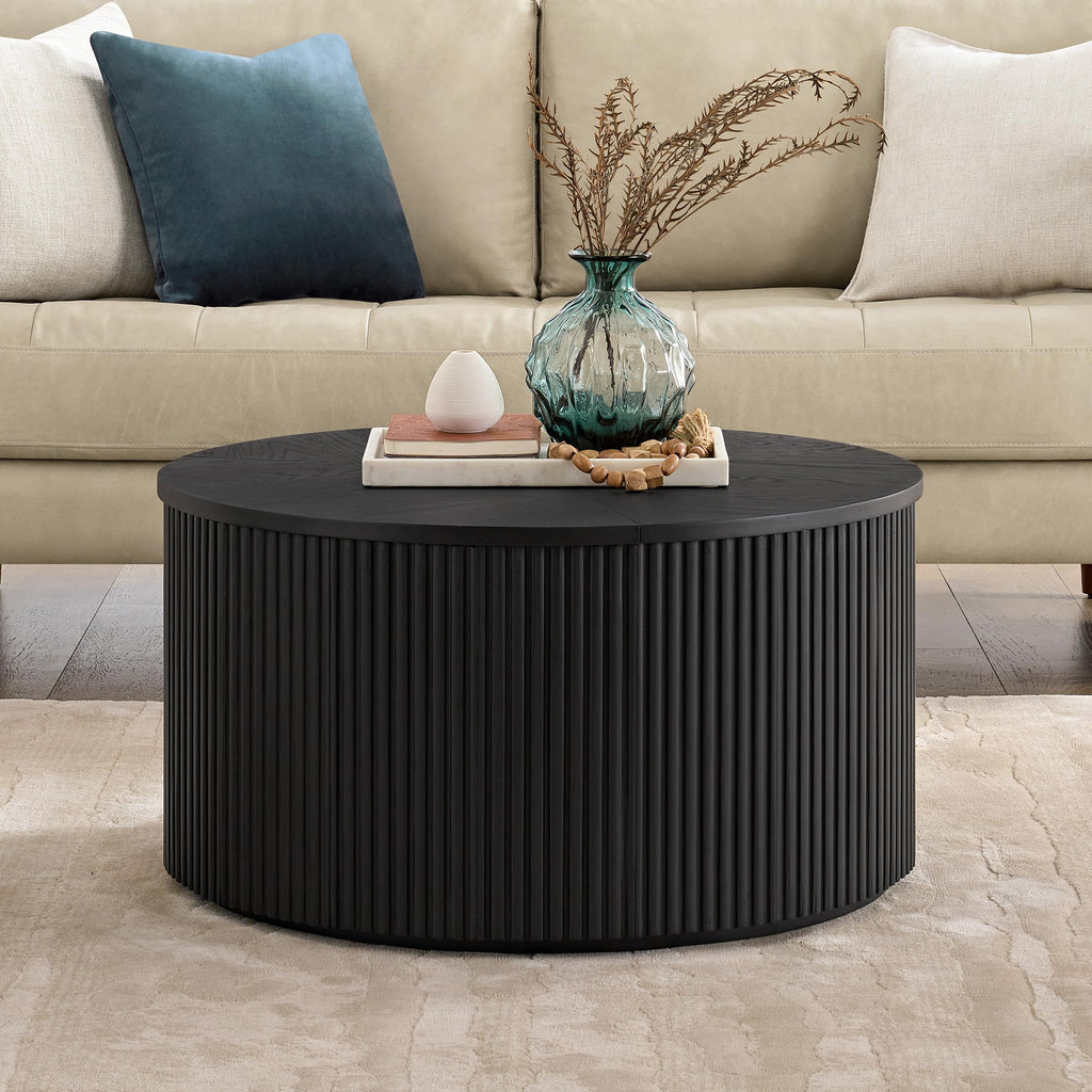 Black Fluted Round Coffee Table X51450