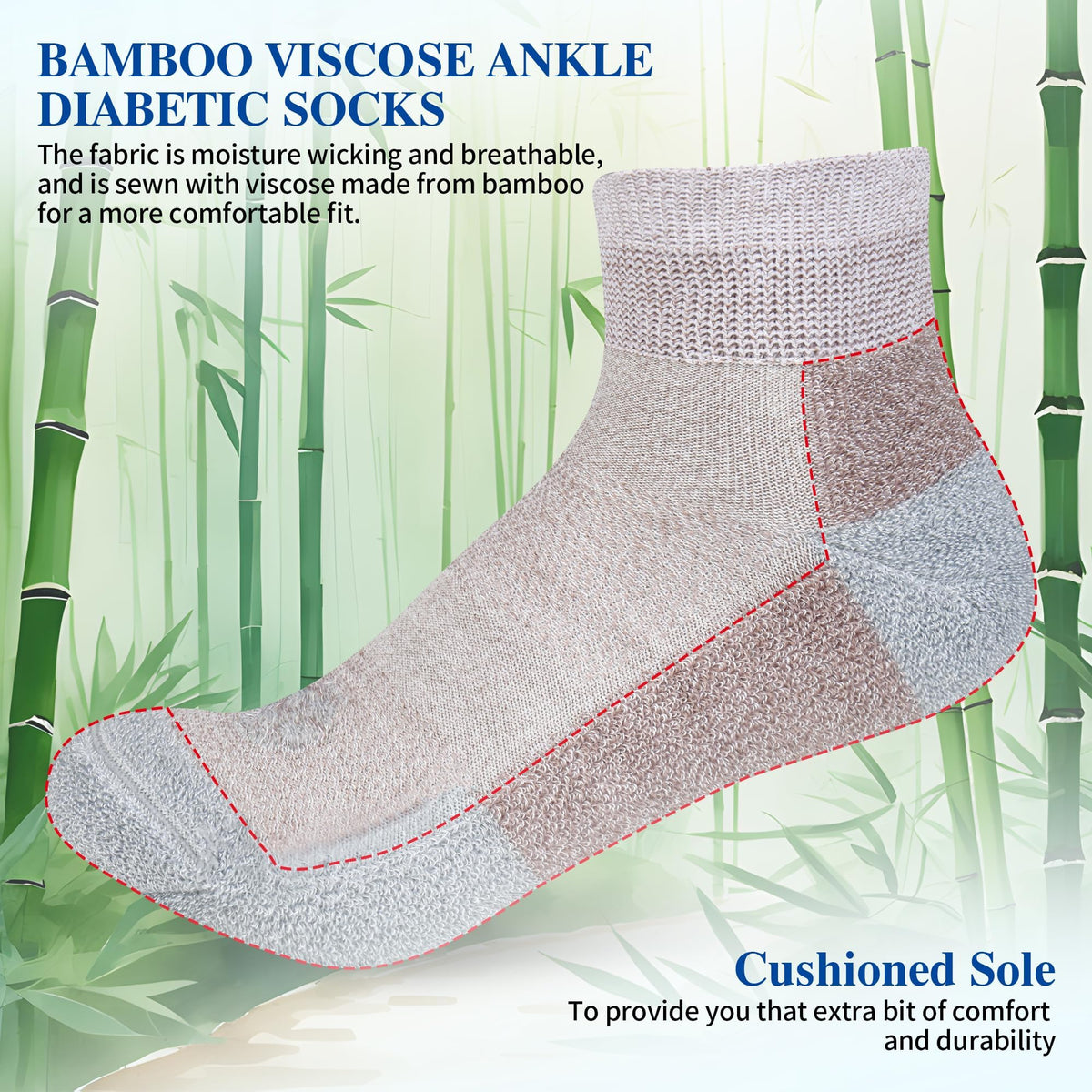 Diabetic Socks for Men, 10 Pairs Ankle & Low Cut Size 9-15 F313000