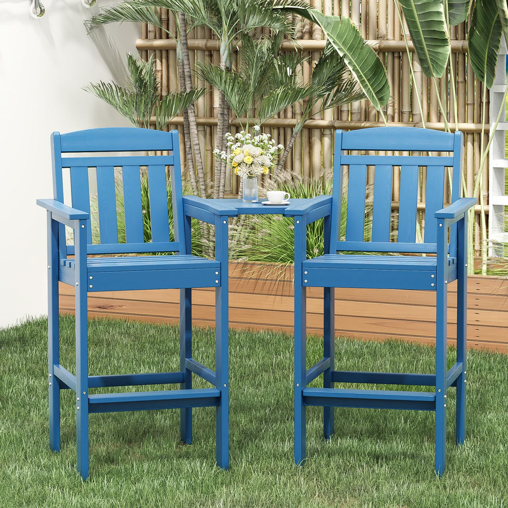 HDPE Adirondack Bar Stools Set of 2 with Connecting Tray L84049