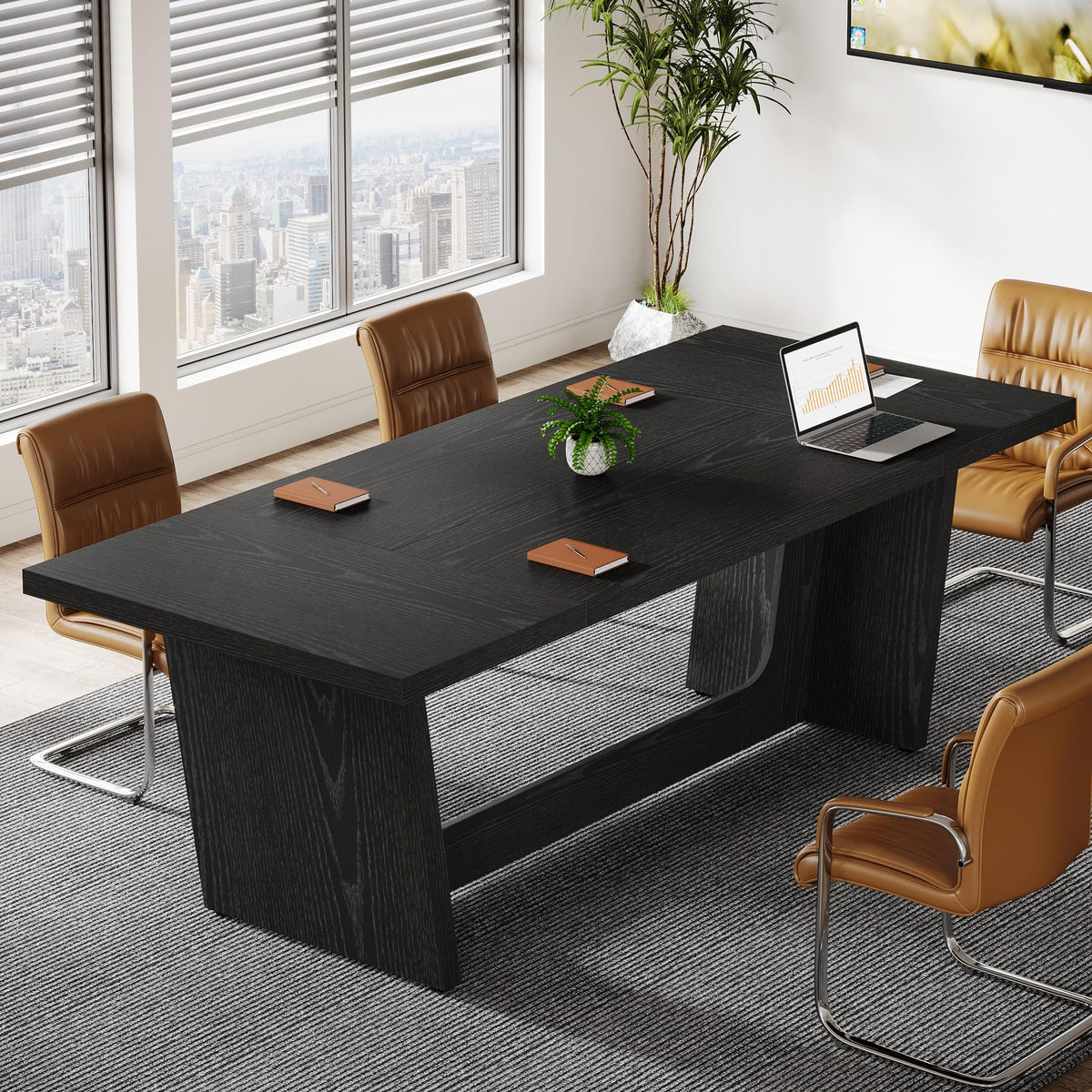 6 FT Rectangular Conference Table with Pedestal Base A337905