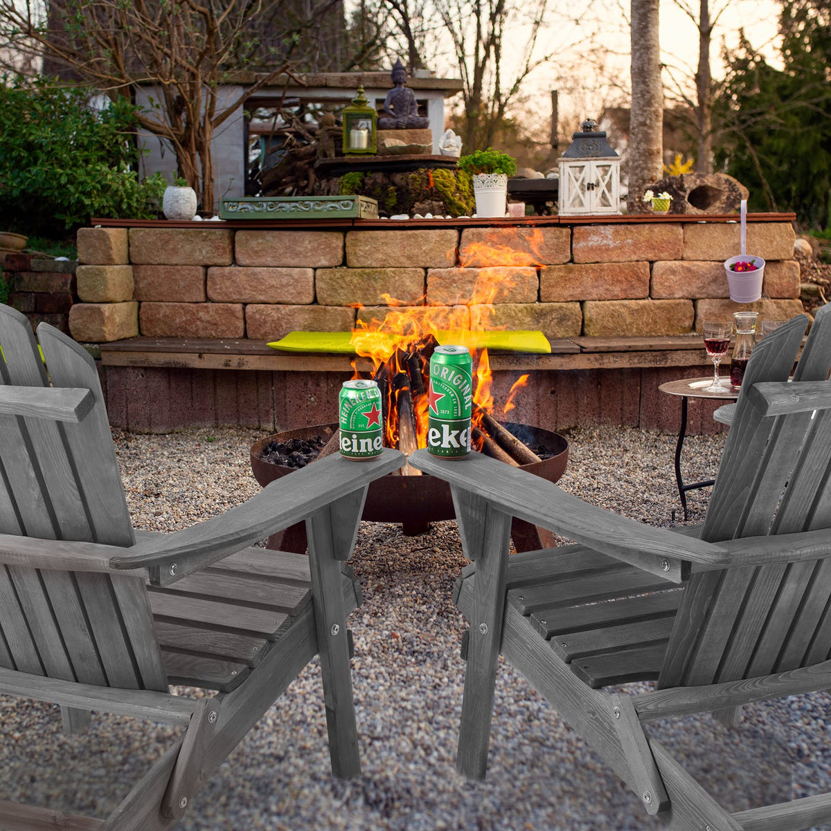 Solid Cedar Wood Adirondack Chairs Set of 2 J64714