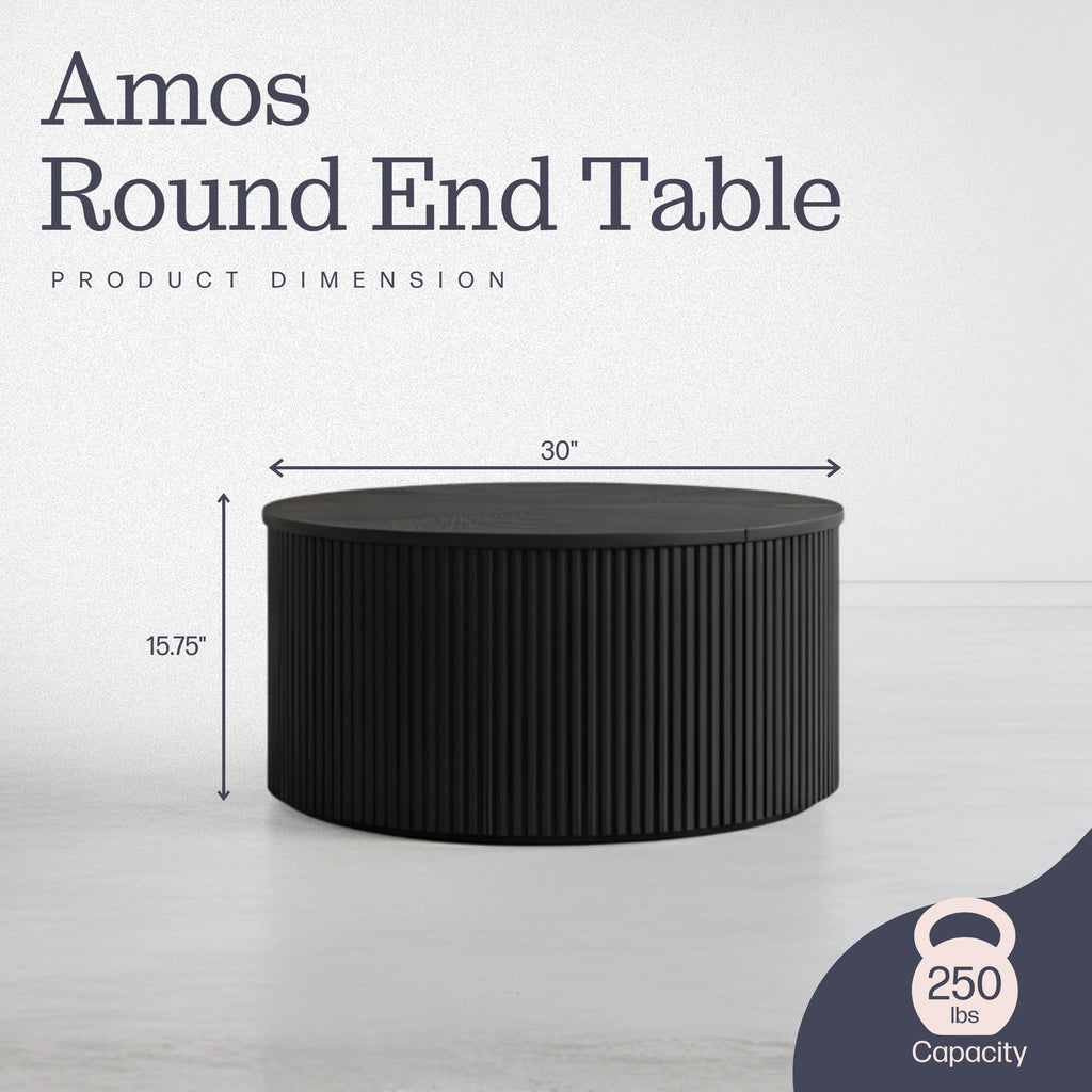 Black Fluted Round Coffee Table X51450