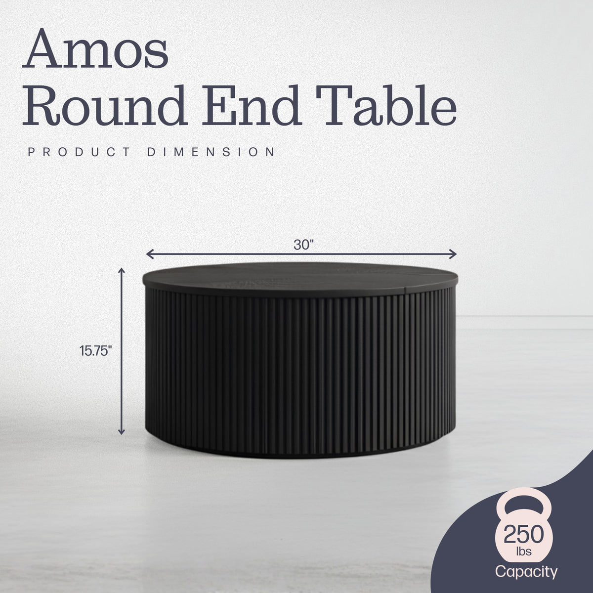 Black Fluted Round Coffee Table X51450