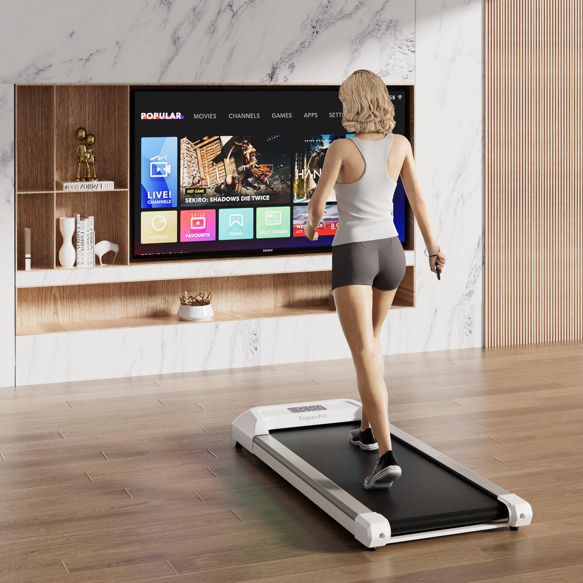 2.25HP Under Desk Treadmill with LED Display and Remote Control A2945