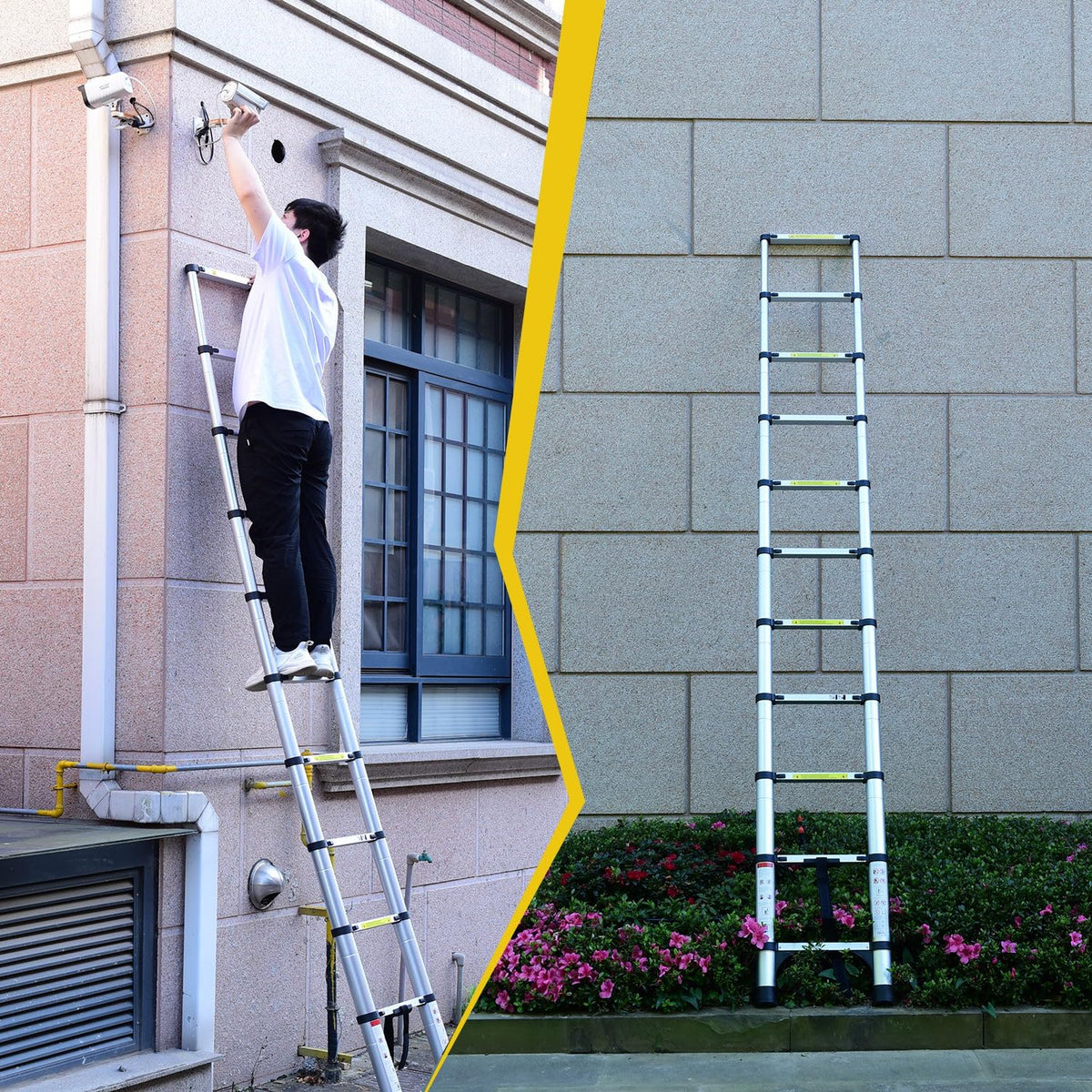 Aluminum Telescopic Ladder with Hooks K12333